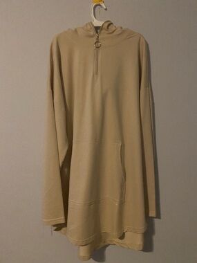 cozy beige half‑zip hood